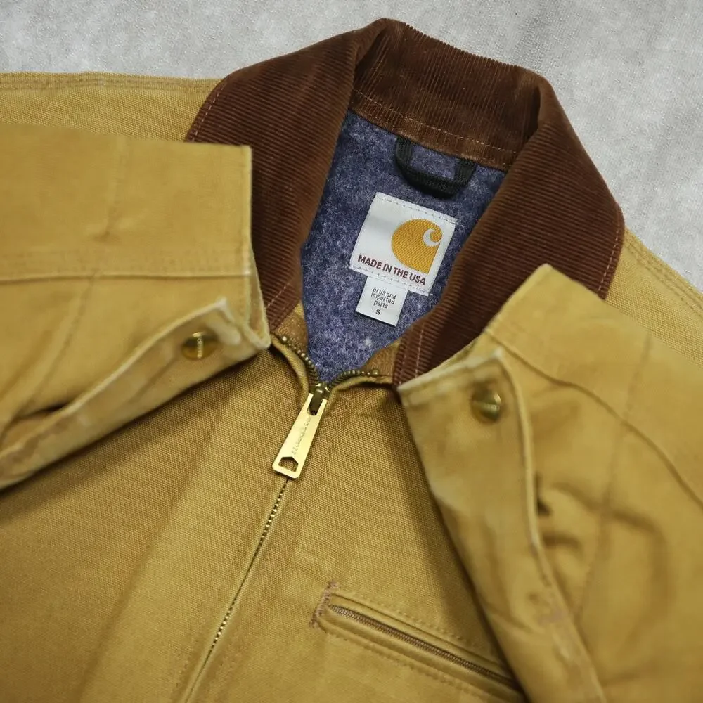 Vintage Carhartt J001 BRN Faded Brown Detroit Jacket Size Small - Picture 13 of 16